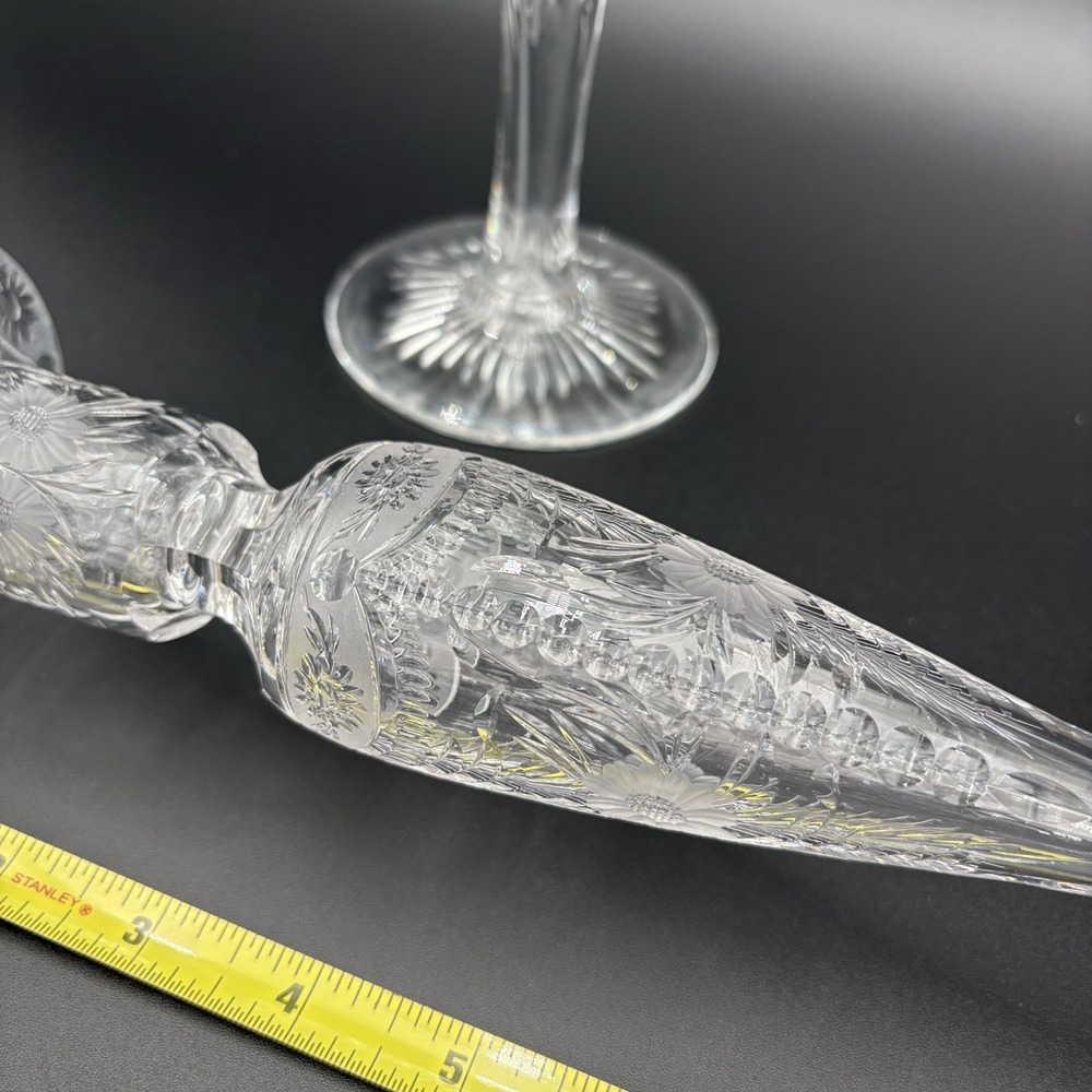 Pairpoint Crystal 11" Tall‎ Hollow Candlestick Brilliant Polish Floral Etched - Picture 8 of 12